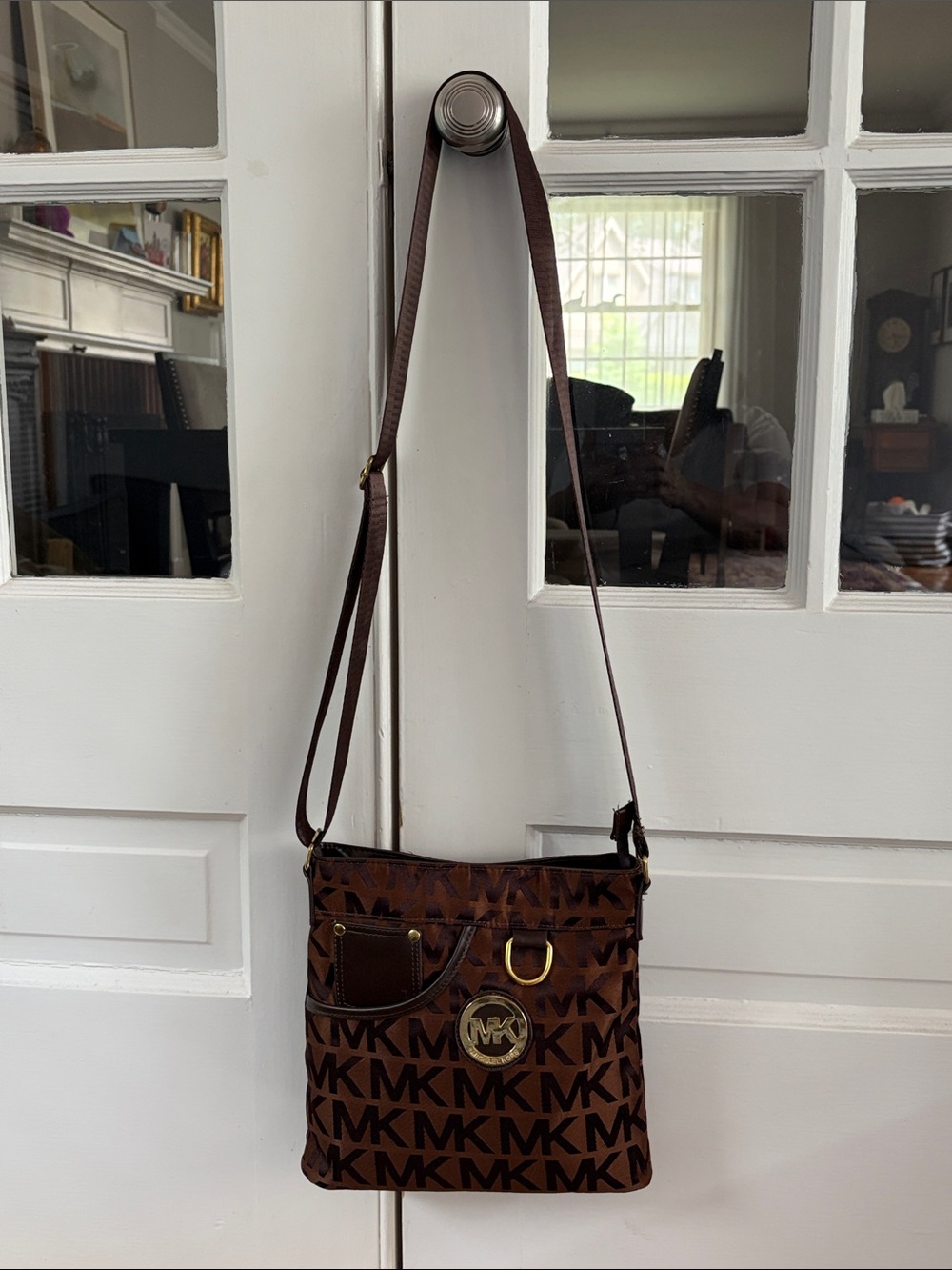 Brown and Gold Monogram Crossbody Bag